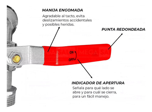Canilla Esferica 1/2 Metalica Palanca Para Manguera Patio X6 1