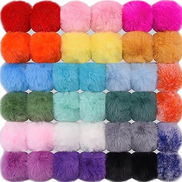 Pompones De Piel De Conejo Sintetica 8cm 40u Light Color 0