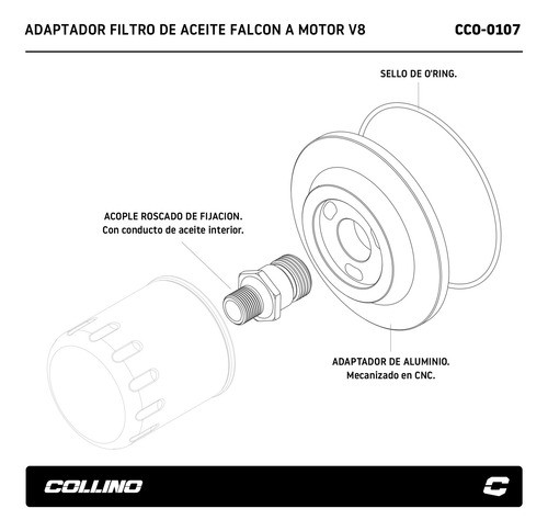 Adaptador Filtro De Aceite Motor Ford V8 Fase 1 2 C 1