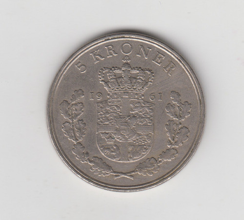 Moneda Dinamarca 5 Coronas Año 1961 Muy Bueno 0