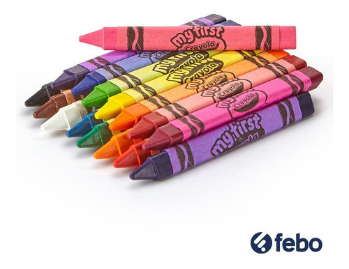 Caja 16 Crayones Lavables Crayolas Triangulares Colores Febo 1