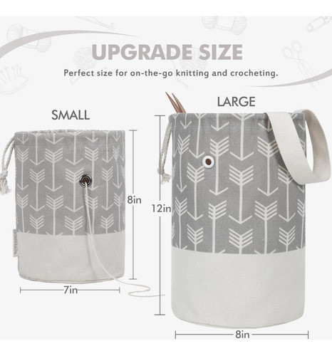 Bolsa De Lana Portátil Grande Gris Crochet Y Knitting 1