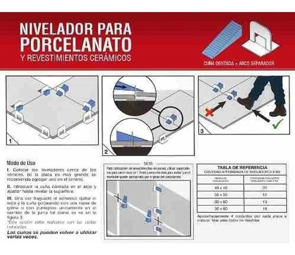Niveladores Porcelanato 300 Arcos+150 Cuñas+rodilleras 1