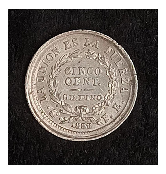 Bolivia 5 Centavos 1888 Sc Plata Km 157.2 Fecha Chica 0