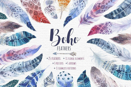 Cliparts Png Plumas Boho Acuarela Watercolor Pa4 0