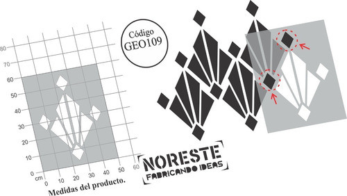 Stencil Vintage Pared Piso Telas 50x60 Geometrico Geo109 1