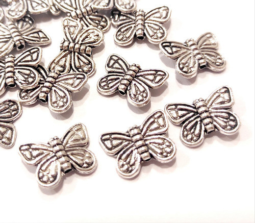 10 Dijes Mariposas Pasantes De Metal Artesanias Bijouterie 0