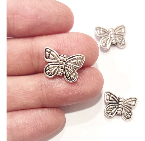10 Dijes Mariposas Pasantes De Metal Artesanias Bijouterie 1