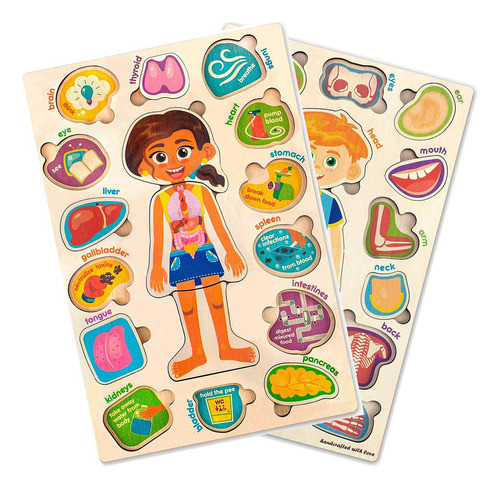 Set X2 Puzzles Cuerpo Humano Rompecabezas Madera - El Rey 0