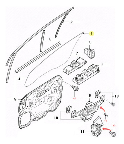 Vidrio Puerta Delantera Ford Focus 2008/2013 Original 1