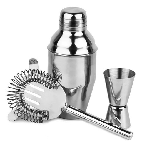 Set Kit Cocteleria Bartender Barman Coctelera Profesional 3p 0