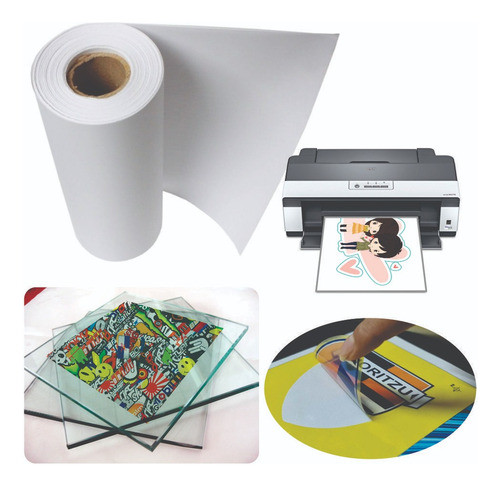 Vinilo Autoadhesivo Semi Transparente Impresión Tinta Inkjet 0