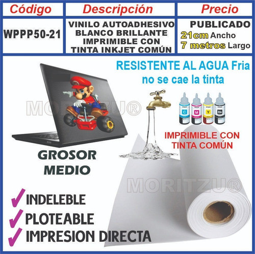 Vinilo Autoadhesivo Semi Transparente Impresión Tinta Inkjet 1
