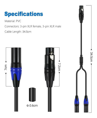 Lansensu Xlr Splitter Cable, 1 Xlr Hembra A 2 Xlr Macho Patc 1