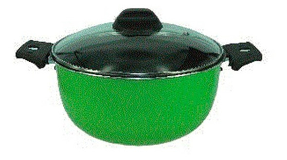 Cacerola Con Asas Tapa Vidrio Verde 24cm, Cheff-flon 0