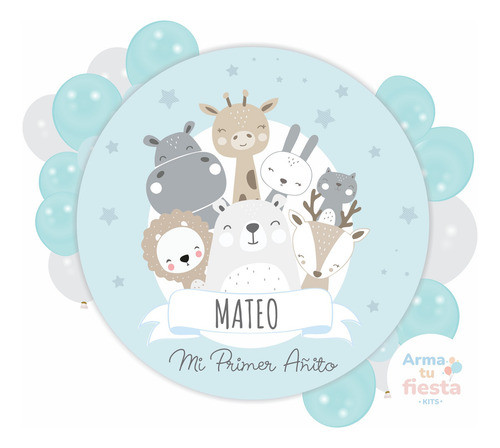 Banner Animales Nórdicos Celeste Personalizado Imprimible 0