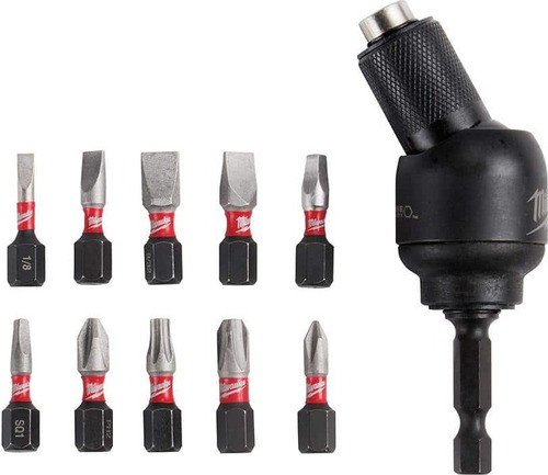 Adaptador Pivot 30° Atornillador 1/4 Con 10 Puntas Milwaukee 0