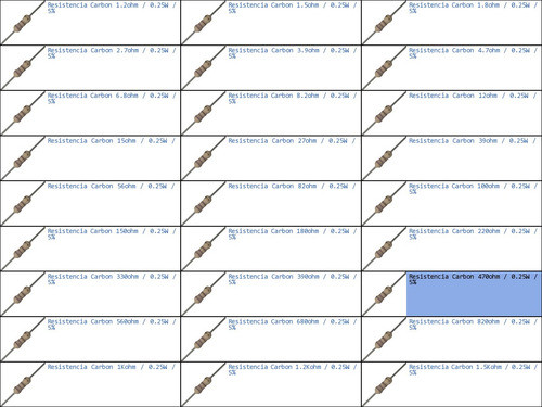 Resistencia Carbon 470ohm 0.25w 470e Resistor 1/4w Arduino-p 1