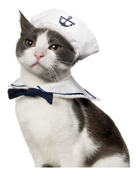 Dogs Kingdom Cat Dog Sailor Costume Hat Navy Tie Conjunto De 1
