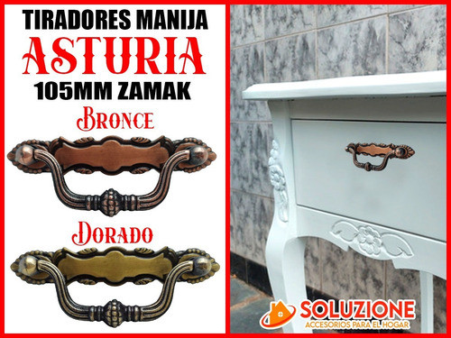 Tirador Manija Asturia Antigua Base Zamak 105mm X 10 Unidade 1