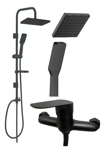 Barral Ducha Negro Mate Con Monocomando Bañera Wico Rimontti 0