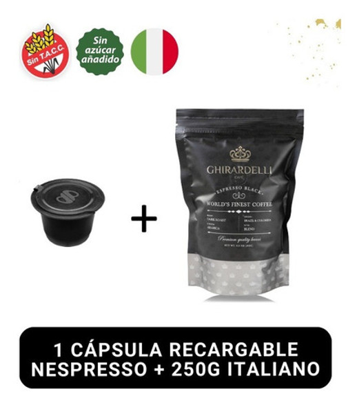 1 X Cápsula Recargable Nespresso + 1/4 Café Blend Italiano 0 1 X Cápsula Recargable Nespresso + 1/4 Café Blend Italiano 0