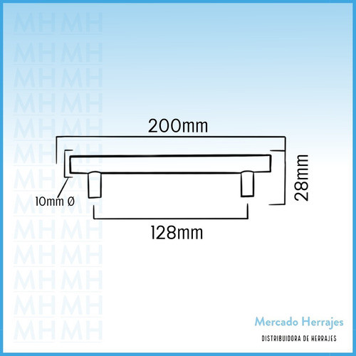 Manija Barral Acero Inoxidable 128 Mm Mueble Cajón 1