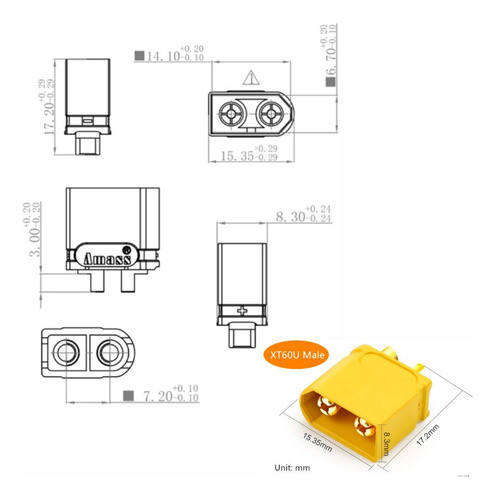 5 Conectores Ficha Adaptador Xt60u Macho 1
