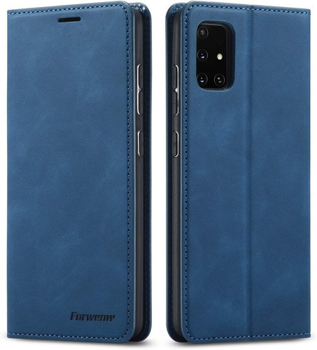 Dunda De Cuero Flip Cover Para Samsung Galaxy A51 - Azul 0