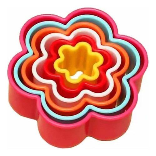 Cortante Plastico X5 Forma Flor Rosa Cookies Reposteria Tf 0
