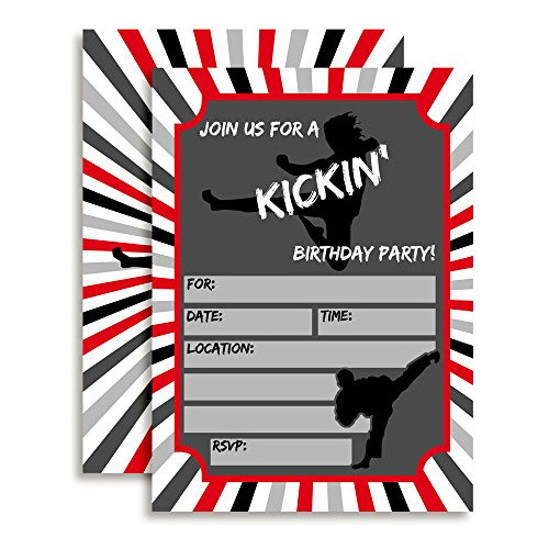 Karate Tae Kwon Do Artes Marciales Invitaciones Fiesta De Cu 0