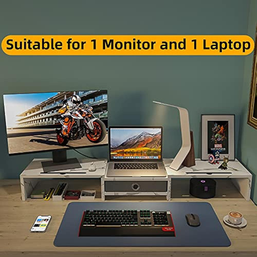 Elevador De Soporte De Monitor De 3 Estantes Con Cajón Para 1