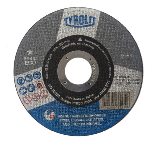 Disco De Corte Tyrolit Basic Eco 115 X 1.6mm Caja X 25 Uni 0