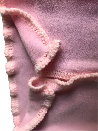 Manta /pañoleta De Bebé Rosa De Polar Y Crochet Impecable!!! 1