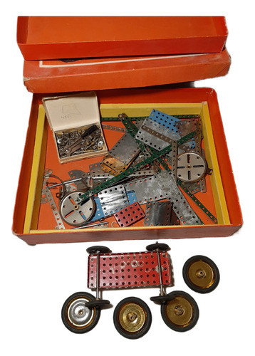 Juego De Ingenieria Mecanica Infantil, Tipo Meccano, Antiguo 0
