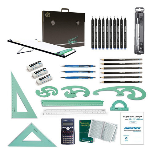 Kit Completo 50x60 Tablero Dozent Plantec Dibujo 45 Articulo 0