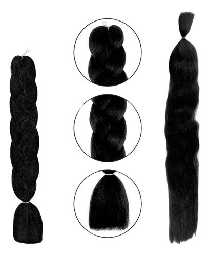 Pelo Para Trenza Aplique Para Trenza -color 1# - 60cm 1