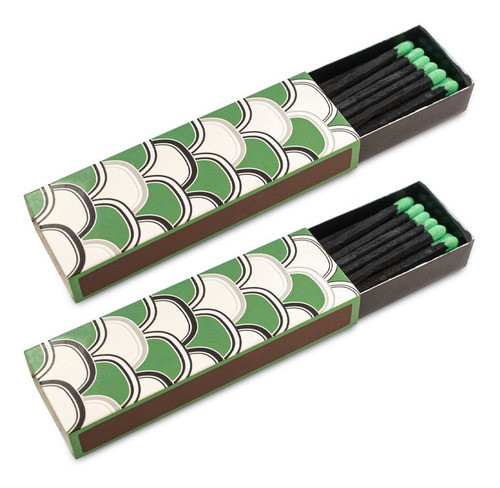 Set X2 Cajitas De 20 Fosforos Negros Cabeza Verde 10 Cm 0