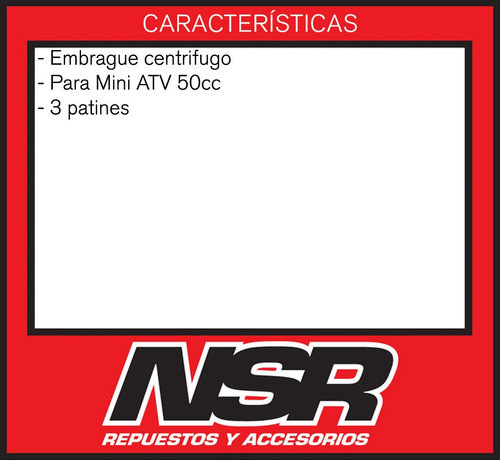 Embrague Centrifugo Mini Atv 50cc 49cc 3 Patines Nsr Motos 1