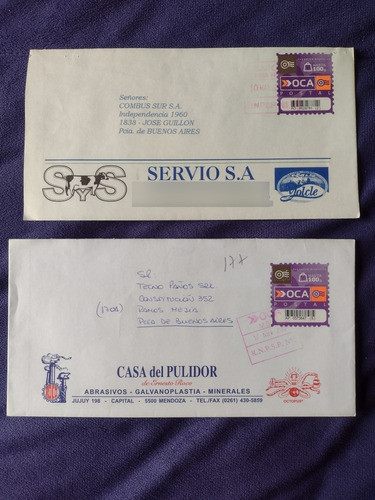 2 Sobre Circulados Correo Privado Oca 0
