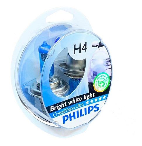 Juego 2 Lamparas Philips Crystal Vision Ultra H4 De 12v 55w 0