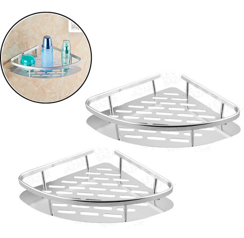 2 Estantes Repisa Esquineros Riconeros Acero Baño 22cm 0