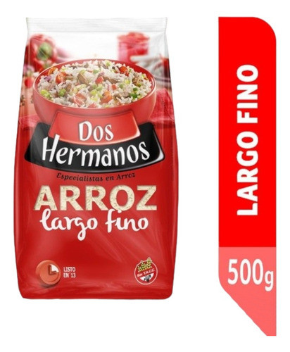 Arroz Dos Hermanos Largo Fino De 500g, Pack 10u 0