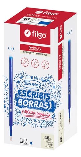 Repuesto Boligrafo Borrable Filgo Borrax Azul X48 0