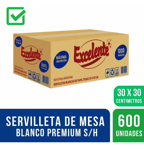 Caja Servilletas Papel Tissue 30x30cm X 600 Un Cumpleaños 0