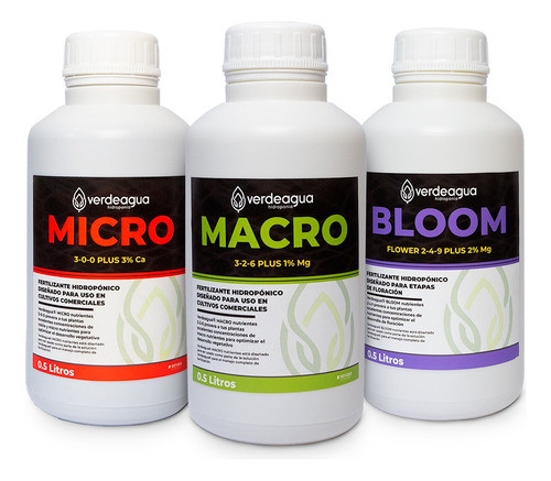 Nutrientes Hidroponía Verdeagua Combo Vege + Flora 500ml 0