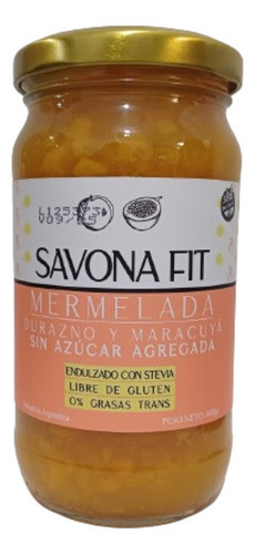 Mermelada De Durazno Y Maracuya Savona Fit Sin Tacc X 400g 0