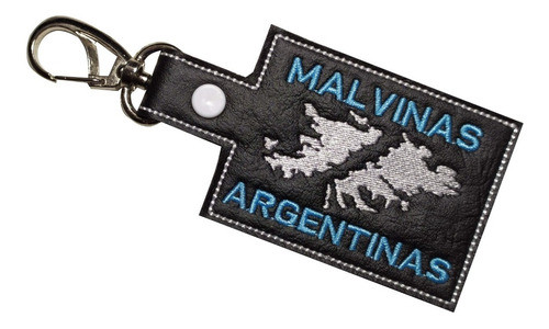 Llavero Malvinas Argentinas Islas Bordado Cueroeco Mosqueton 0