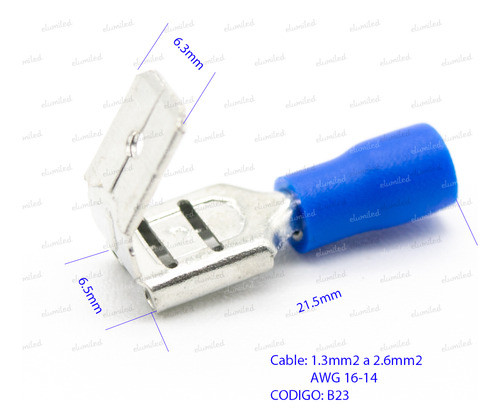 50 Terminales Preaislado Pala Hembra 6.3 Con Macho Azul B23 1