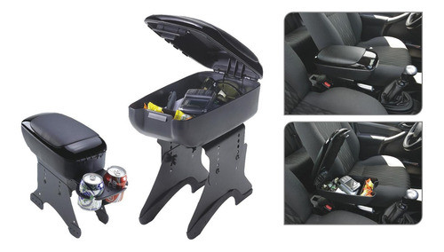 Apoyabrazo Central Auto Universal Posavaso Plata/negro 12cm 1